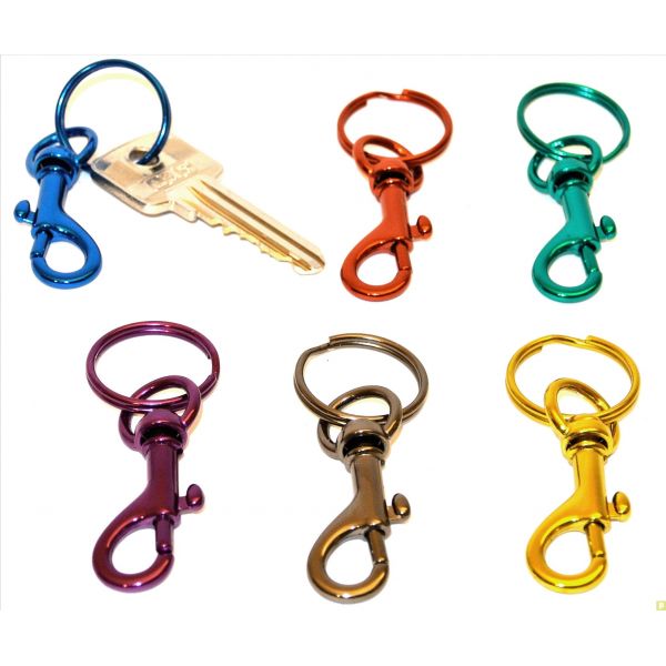 Lot de 6 porte-clés mousquetons avec anneau porte-clés en métal